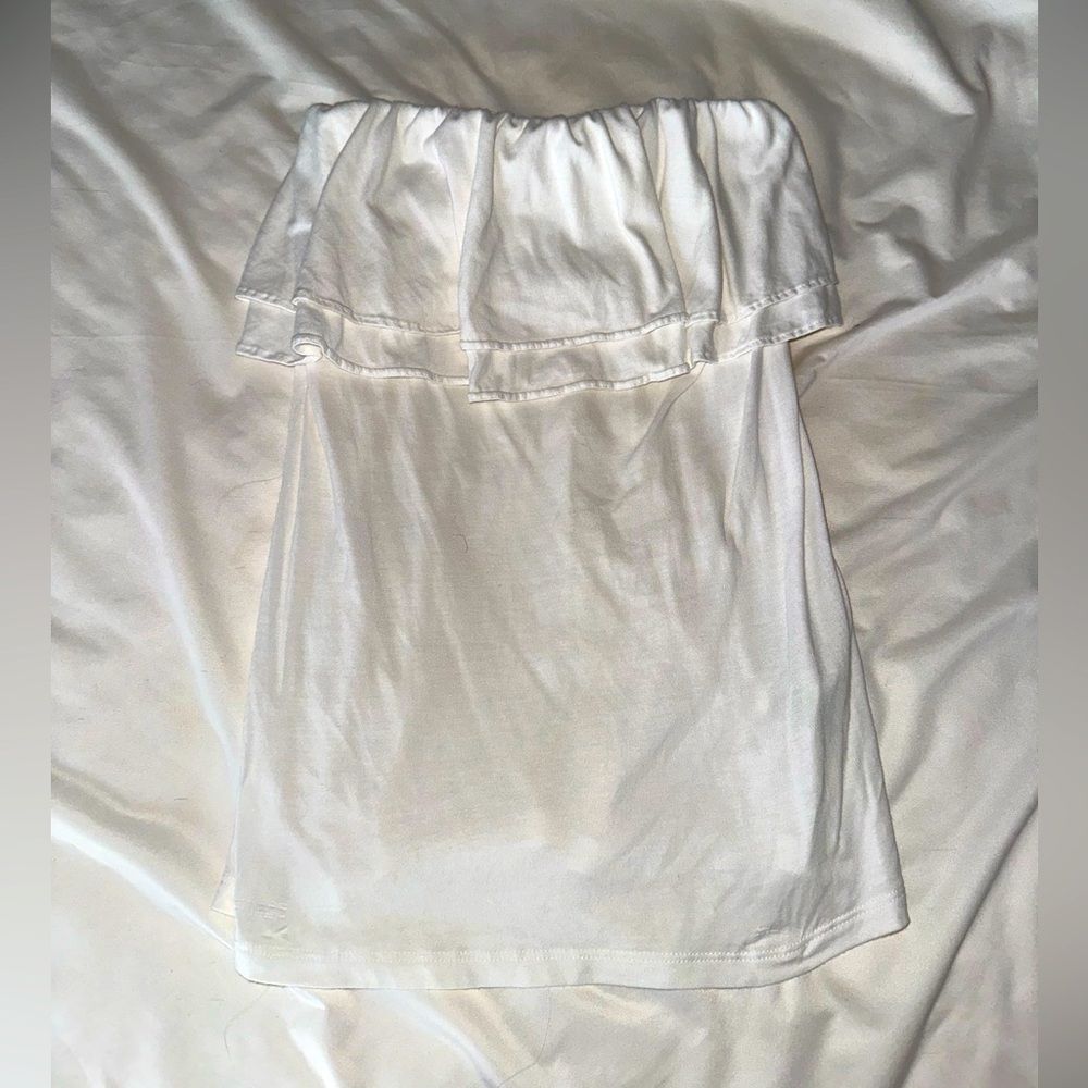 Lily Pulitzer white ruffle strapless top